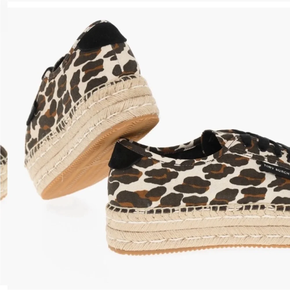 Tory Burch Black and Brown Espadrille Sneakers
